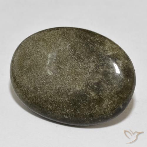 21.74ct 天然 黑色带金色光泽 黑曜石, 椭圆形, 不透明
