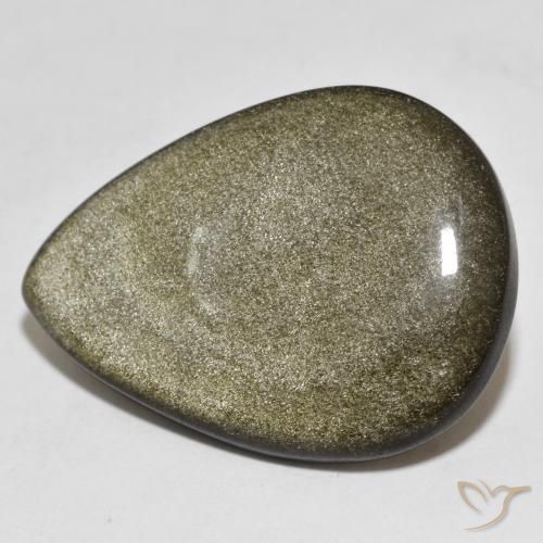 26.37ct 天然 黑色带金色光泽 黑曜石, 梨形, 不透明