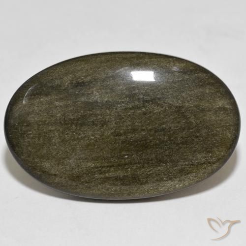 39.46ct 天然 黑色带金色光泽 黑曜石, 椭圆形, 不透明