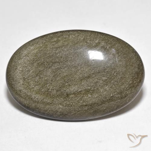 27.63ct 天然 黑色带金色光泽 黑曜石, 椭圆形, 不透明