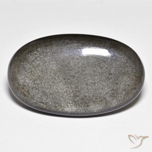26.36克拉天然灰色黑曜石，椭圆形切割，32.4×19.4毫米，不透明