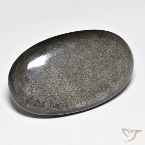 26.36克拉天然灰色黑曜石，椭圆形切割，32.4×19.4毫米，不透明
