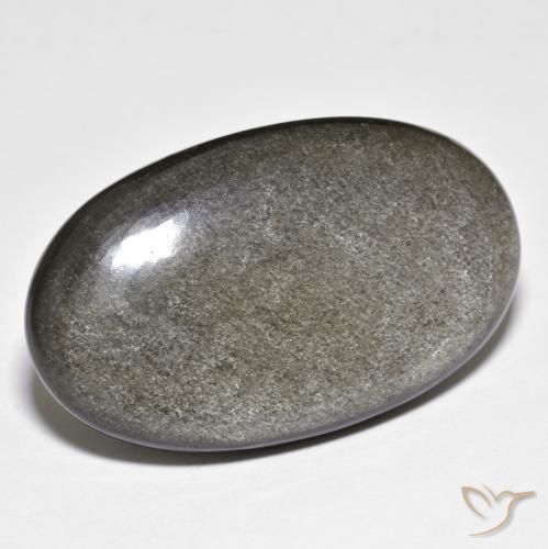 31.03ct 天然 浅灰色 黑曜石, 椭圆形, 不透明