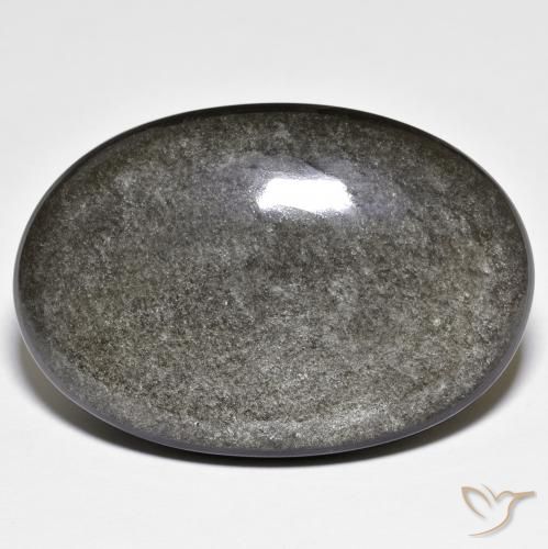 41.78ct 天然 灰黑色 黑曜石, 椭圆形, 不透明