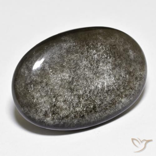 27.47ct 天然 中深灰色 黑曜石, 椭圆形, 不透明