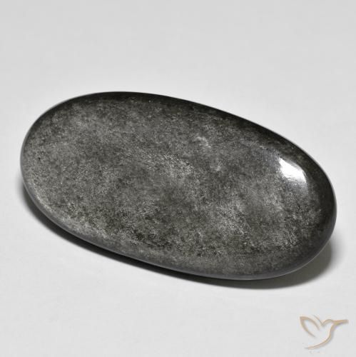 33.09ct 天然 浅灰色 黑曜石, 椭圆形, 不透明