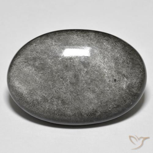 27.47ct 天然 浅灰色 黑曜石, 椭圆形, 不透明