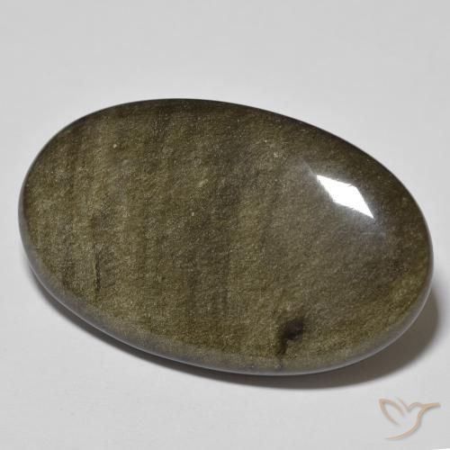 33.09ct 天然 黑色带金色光泽 黑曜石, 椭圆形, 不透明