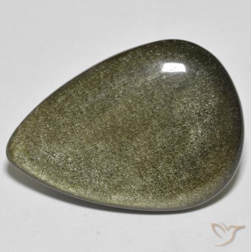 21.49ct 天然 黑色带金色光泽 黑曜石, 梨形, 不透明
