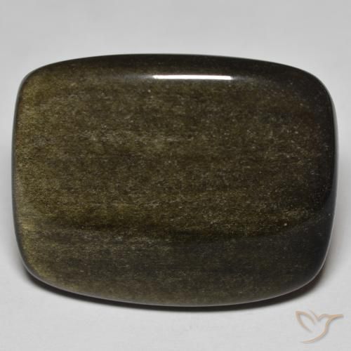 35.04ct 天然 黑色带金色光泽 黑曜石, 软垫, 不透明