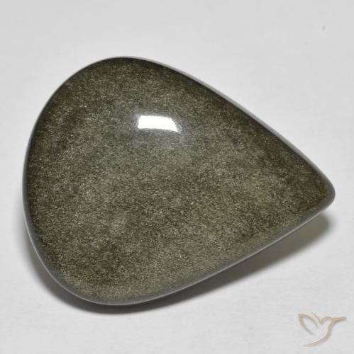 19.50ct 天然 黑色带金色光泽 黑曜石, 梨形, 不透明