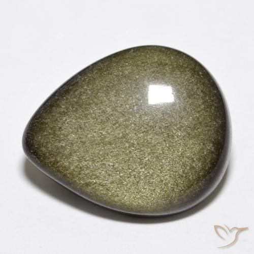 14.20ct 天然 黑色带金色光泽 黑曜石, 梨形, 不透明
