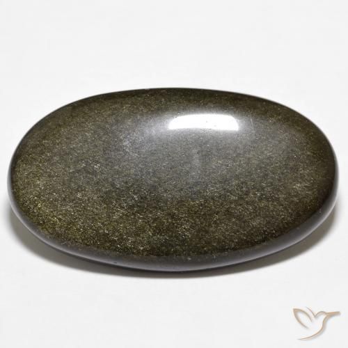 18.78ct 天然 黑色带金色光泽 黑曜石, 椭圆形, 不透明