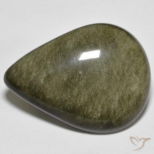 21.44ct 天然 黑色带金色光泽 黑曜石, 梨形, 不透明