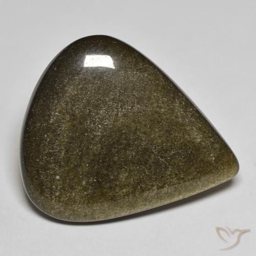 17.61ct 天然 黑色带金色光泽 黑曜石, 梨形, 不透明