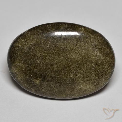 17.44ct 天然 黑色带金色光泽 黑曜石, 椭圆形, 不透明