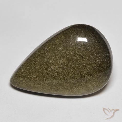 14.32ct 天然 黑色带金色光泽 黑曜石, 梨形, 不透明