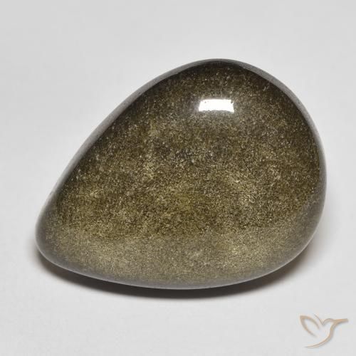 17.02ct 天然 黑色带金色光泽 黑曜石, 梨形, 不透明