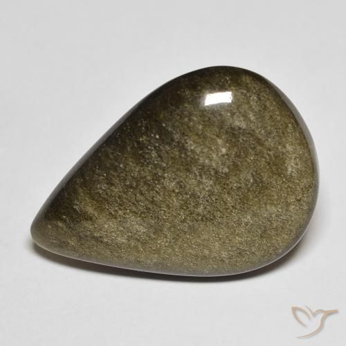 13.21ct 天然 黑色带金色光泽 黑曜石, 梨形, 不透明