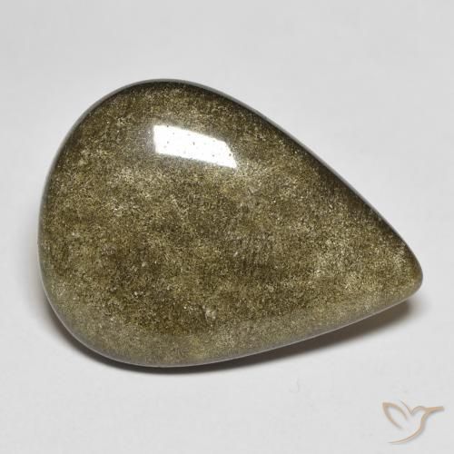 9.59ct 天然 黑色带金色光泽 黑曜石, 梨形, 不透明