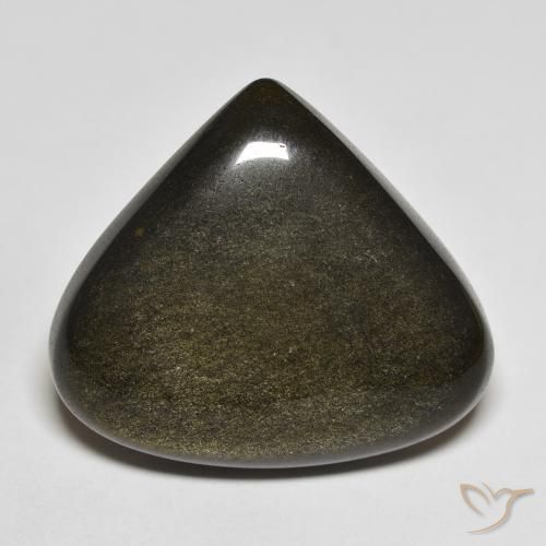 19.38ct 天然 黑色带金色光泽 黑曜石, 梨形, 不透明