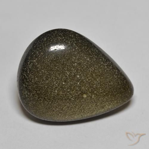 17.46ct 天然 黑色带金色光泽 黑曜石, 梨形, 不透明