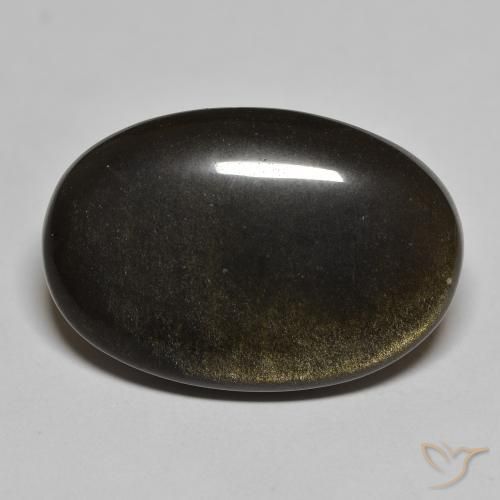 22.99ct 天然 黑色带金色光泽 黑曜石, 椭圆形, 不透明