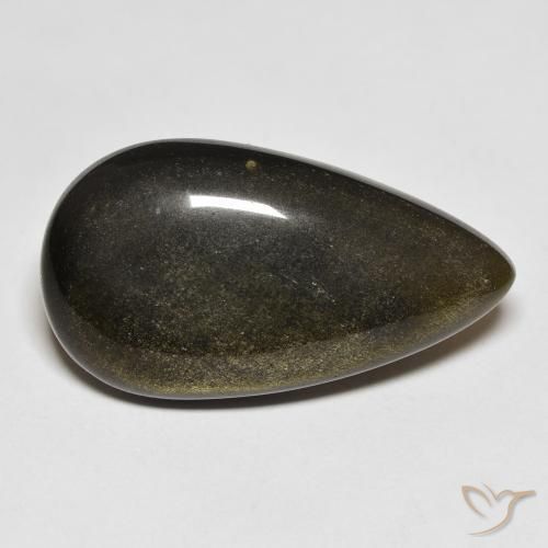 15.65克拉天然黑曜石，梨形，不透明
