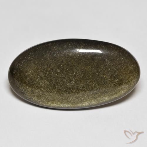 19.68ct 天然 黑色带金色光泽 黑曜石, 椭圆形, 不透明