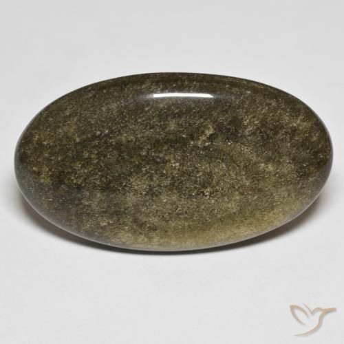 35.72ct 天然 黑色带金色光泽 黑曜石, 椭圆形, 不透明