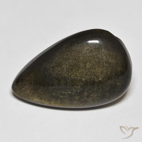 18.13ct 天然 黑色带金色光泽 黑曜石, 梨形, 不透明, Photo A