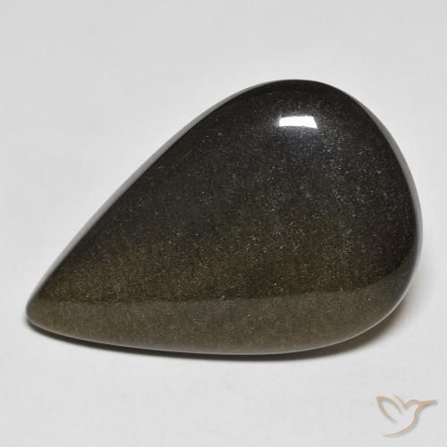 20.38ct 天然 黑色带金色光泽 黑曜石, 梨形, 不透明
