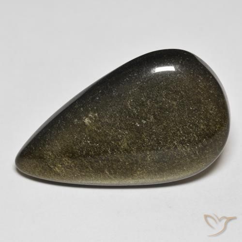 24.45ct 天然 黑色带金色光泽 黑曜石, 梨形, 不透明