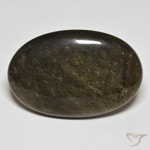 32.18ct 天然 黑色带金色光泽 黑曜石, 椭圆形, 不透明