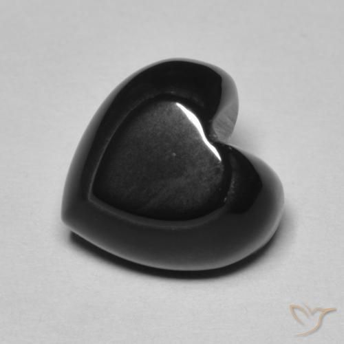 4.24ct 天然 黑色 缟玛瑙, 心形, 不透明