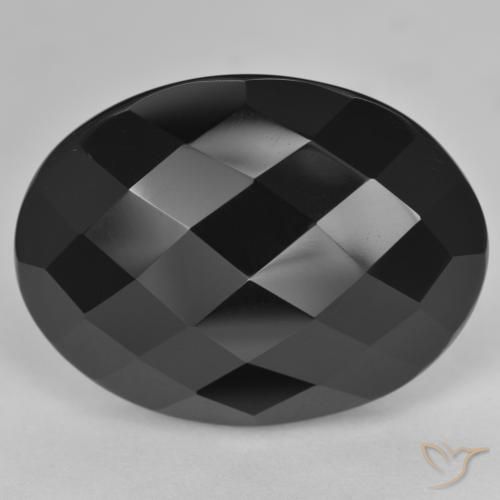 24.74ct 天然 黑色 缟玛瑙, 椭圆形, 不透明