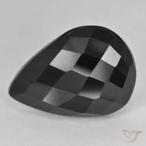 17.01ct 天然 黑色 缟玛瑙, 梨形, 不透明