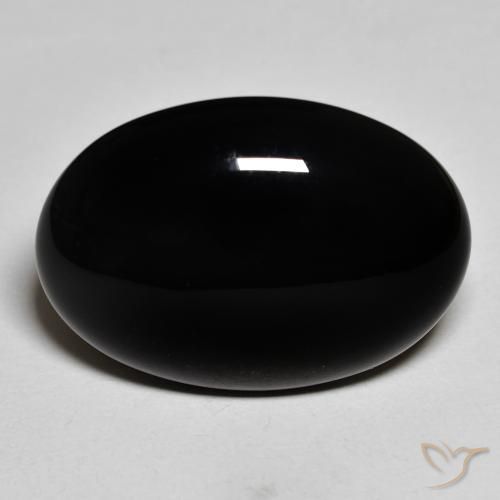 19.15ct 天然 黑色 缟玛瑙, 椭圆形, 不透明