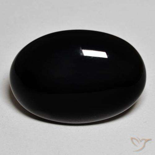 19.29ct 天然 黑色 缟玛瑙, 椭圆形, 不透明