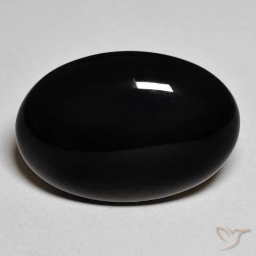 19.58ct 天然 黑色 缟玛瑙, 椭圆形, 不透明