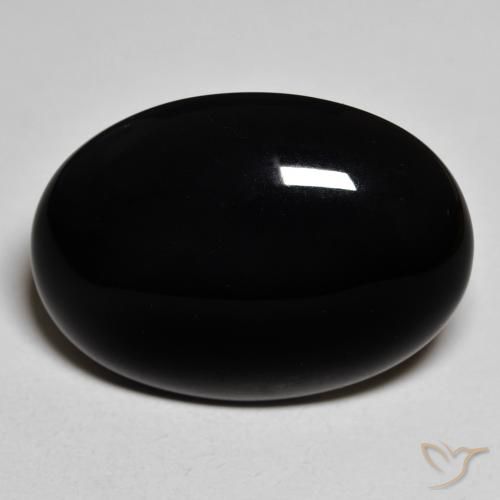 19.42ct 天然 黑色 缟玛瑙, 椭圆形, 不透明