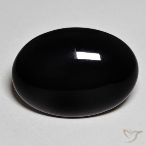 19.82ct 天然 黑色 缟玛瑙, 椭圆形, 不透明