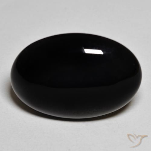 19.53ct 天然 黑色 缟玛瑙, 椭圆形, 不透明