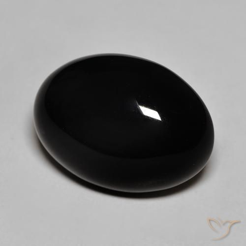 12.32克拉天然黑色缟玛瑙，椭圆形切割，18.2×13.3毫米，不透明