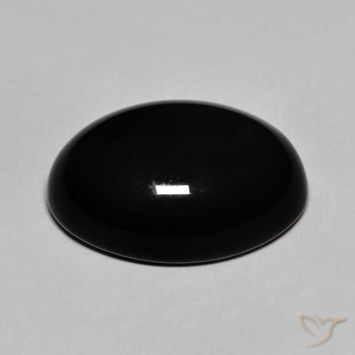 12.32克拉天然黑色缟玛瑙，椭圆形切割，18.2×13.3毫米，不透明