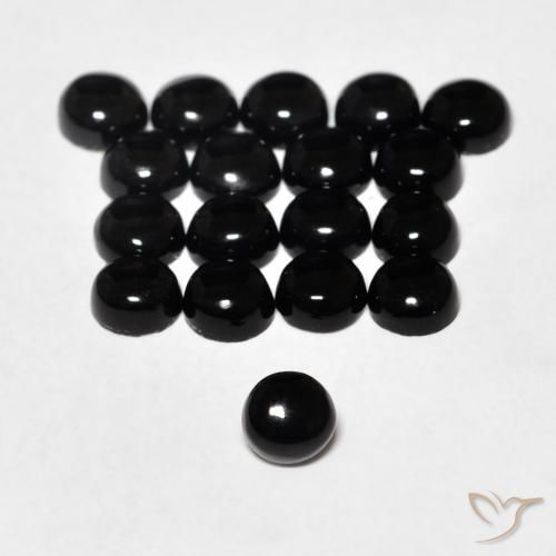 0.15ct 天然 黑色 缟玛瑙, 圆形的, 不透明