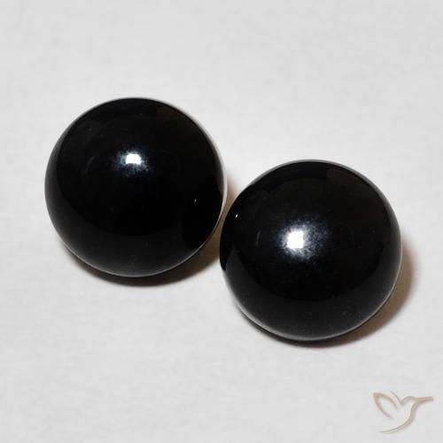 2.93ctw 天然 黑色 缟玛瑙, 圆形的, 不透明