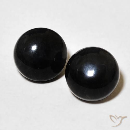 2.96ctw 天然 黑色 缟玛瑙, 圆形的, 不透明