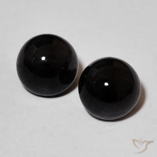 1.96ctw 天然 黑色 缟玛瑙, 圆形的, 不透明