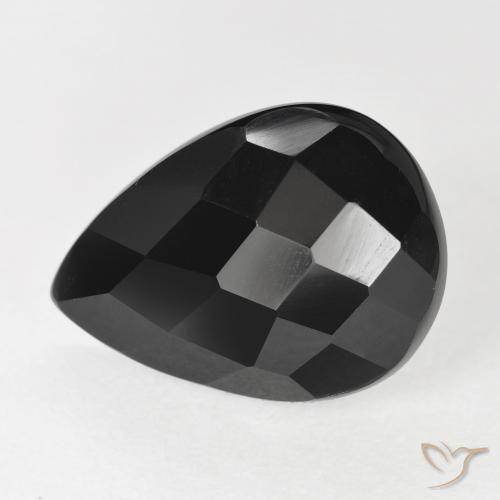 9.19ct 天然 黑色 缟玛瑙, 梨形, 不透明